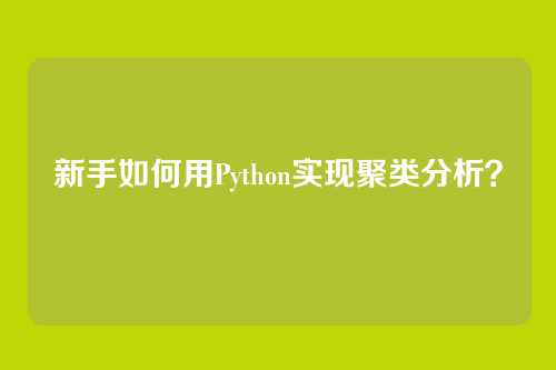 新手如何用Python实现聚类分析？