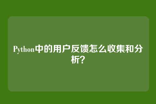 Python中的用户反馈怎么收集和分析？