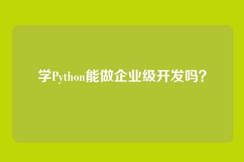 学Python能做企业级开发吗?