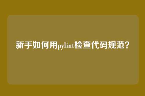 新手如何用pylint检查代码规范?