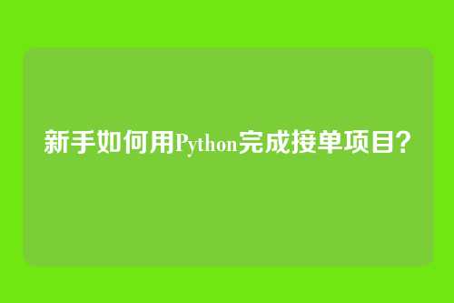 新手如何用Python完成接单项目?
