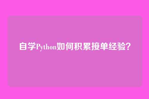 自学Python如何积累接单经验?