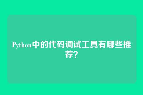 Python中的代码调试工具有哪些推荐?