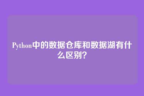 Python中的数据仓库和数据湖有什么区别？