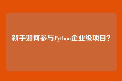 新手如何参与Python企业级项目？