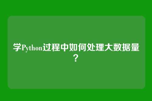学Python过程中如何处理大数据量?
