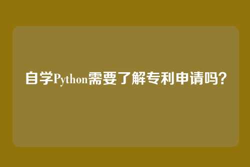自学Python需要了解专利申请吗？