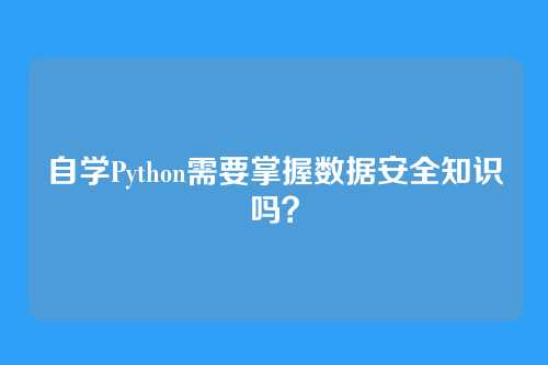 自学Python需要掌握数据安全知识吗？
