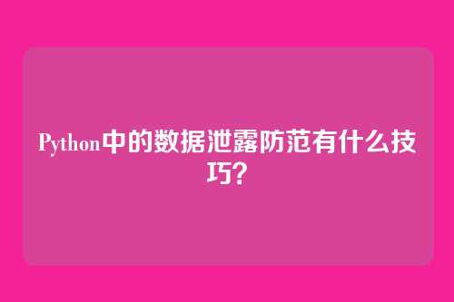 Python中的数据泄露防范有什么技巧？