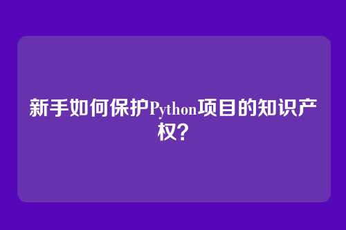新手如何保护Python项目的知识产权？