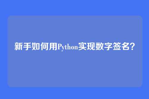 新手如何用Python实现数字签名？