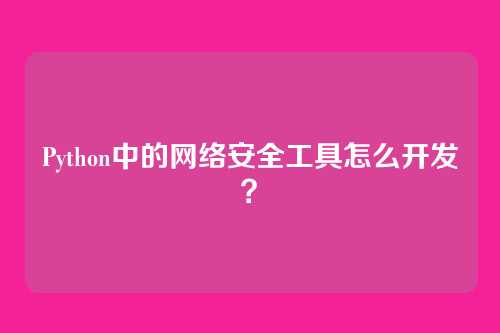 Python中的网络安全工具怎么开发？