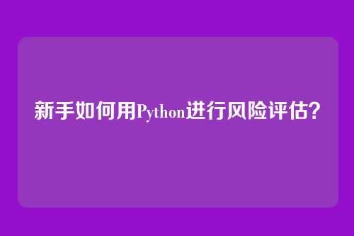 新手如何用Python进行风险评估?