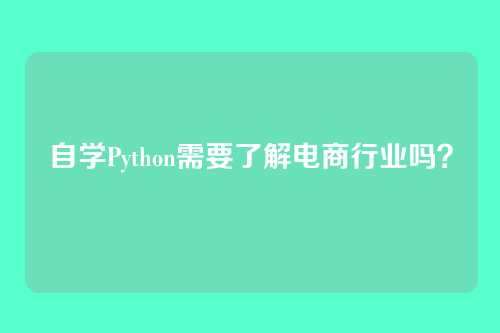 自学Python需要了解电商行业吗?