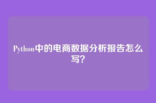 Python中的电商数据分析报告怎么写?