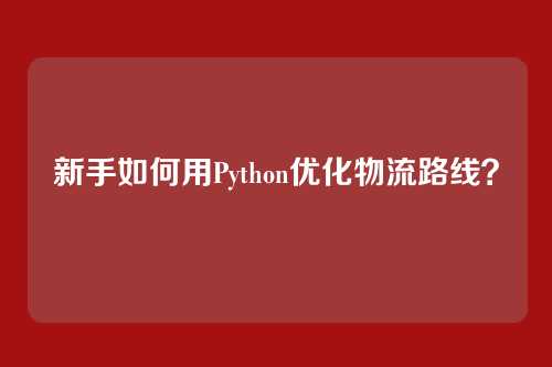 新手如何用Python优化物流路线?