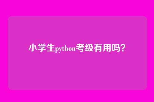 小学生python考级有用吗?